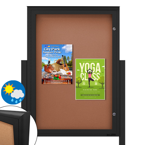 EXTREME WeatherPlus Radius Edge Outdoor Enclosed Bulletin Board Stand | Single Door Display Case in 15+ Sizes