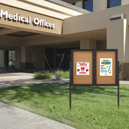 Freestanding EXTREME WeatherPlus™ Enclosed Radius Edge Outdoor Poster Case | Shown In Black Frame Finish