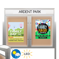 Freestanding Enclosed Outdoor Bulletin Boards with Message Header and LED Lighting | Available in 4 Frame Finishes