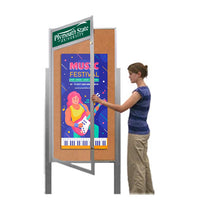 36 x 48 Extra Large Outdoor Enclosed Bulletin Board Lighted Display Case w Header and Posts (One Door)