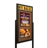 48 x 72 Extra Large Outdoor Enclosed Bulletin Board Lighted Display Case w Header and Posts (One Door)