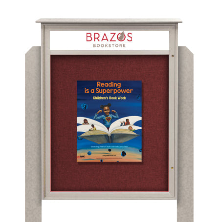 32x48 Standing Outdoor Message Center Information Board with Header | Maintenance Free (Image Not to Scale)