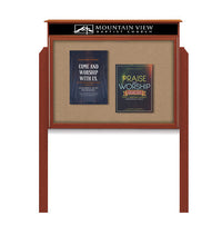 30x40 Outdoor Cork Board Message Center with Header and Posts - LEFT Hinged (Image Not to Scale)