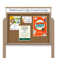 36x36 Outdoor Cork Board Message Center with Header and Posts - LEFT Hinged (Image Not to Scale)