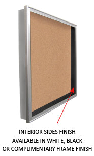 Empty Shadow Box SwingFrame with Cork Board 2" Deep Interior | Black Interior Cabinet | Metal Framed Shadowbox