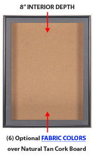 Large Shadow Box Display Cases with Cork Board 8" Deep Interior | Metal Shadowbox Frames