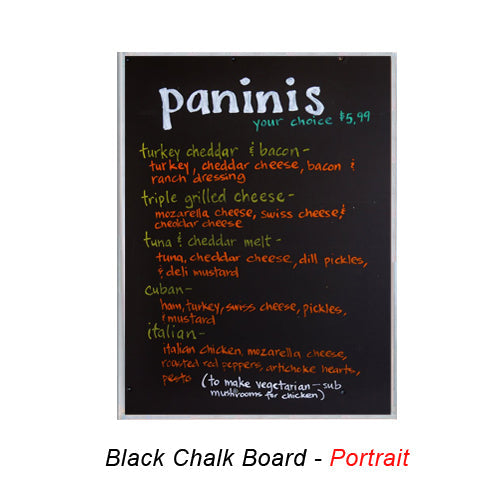 24x60 MAGNETIC BLACK CHALK BOARD with PORCELAIN ON STEEL SURFACE (SHOWN IN PORTRAIT ORIENTATION)