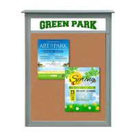 24x24 Outdoor Cork Board Message Center with Header - LEFT Hinged (Image Not to Scale)