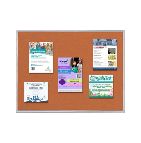 Value Line 36x36 Metal Frame Cork Bulletin Board (Open Face with Silver Trim)