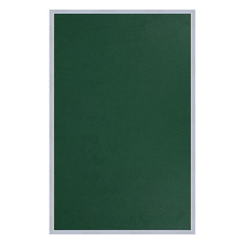 Vinyl over Cork Bulletin Board 14x22 (Open Face with Silver Trim) - Hunter Green Vinyl
