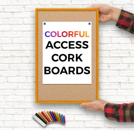 Access Cork Board™ with Open Face 12 x 18 Colorful Metal Framed Bulletin Boards | 12+ Striking Finishes