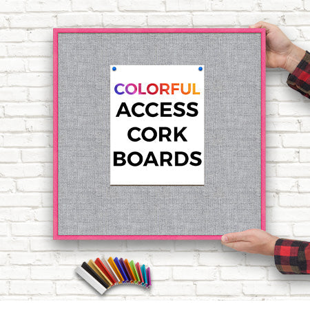 Access Cork Board™ Open Face 20 x 20 Colorful Metal Framed Bulletin Boards