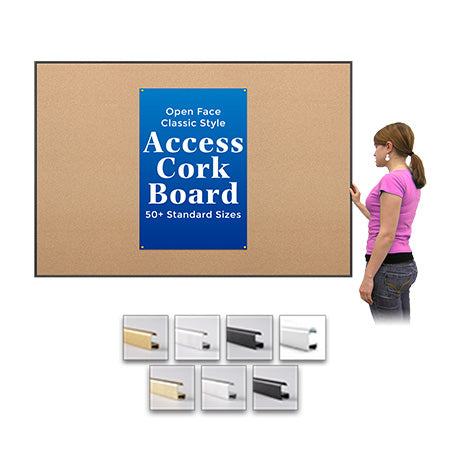 Access Cork Board™ 30" x 96" Open Face Classic Metal Framed Cork Bulletin Board