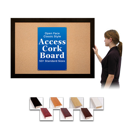 Access Cork Board™ 36x48 Open Face BOLD WIDE WOOD Framed Cork Bulletin Board