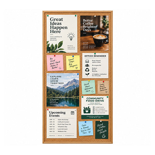 WIDE WOOD 24x48 Framed Cork Bulletin Board (Open Face with 2" Wide Wood Frame)