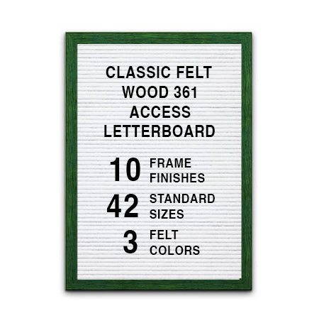 Access Letterboard 14 x 22 Open Face 361 Wood Framed FELT Letter Board