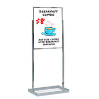 24 x 36 Dry Erase White Board Double Pedestal Message Board with Open Face, Double-Sided, Silver Chrome Aluminum Stand