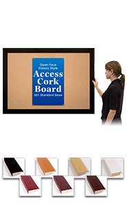 Access Cork Board™ Bold Wide-Wood 36"x42" Frame Cork Board 2 3/4" Wide Flat Face Frame Profile