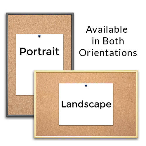 Open Face Classic Metal Framed 16 x 24 Access Cork Boards Can be Ordered in Portrait or Landscape Orientation