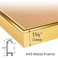 Open Face, Deep Style Shadow Box Cork Bulletin Board with Metal Designer #43 Classic Picture Frame 1 5/8" Deep