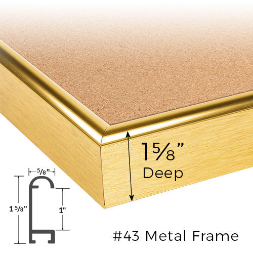 Open Face, Deep Style Shadow Box Cork Bulletin Board with Metal Designer #43 Classic Picture Frame 1 5/8" Deep