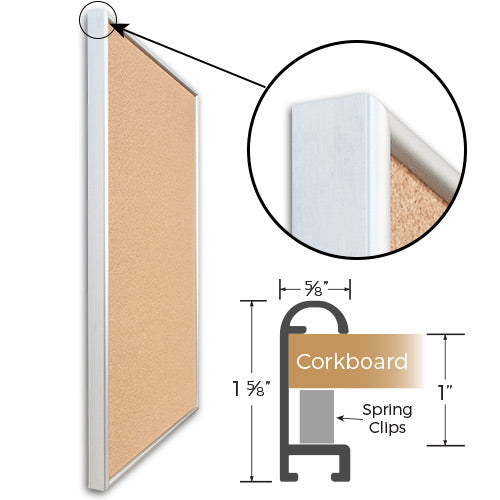 Access Cork Board™ 8½" x 11" DEEP STYLE Open Face Designer 43 Metal Framed Bulletin Board