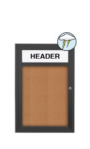 "SwingCase" 19" x 24" Outdoor Bulletin Board with Header