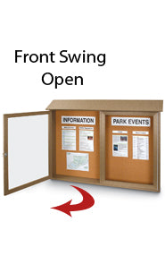 Outdoor Message Center Enclosed Cork Board 45" x 36" | Wall Mount Two Door Information Board