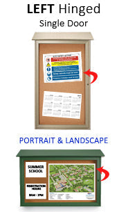 12" x 18" Outdoor Message Center Cork Board | LEFT Hinged - Single Door Information Board