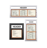 Outdoor Enclosed Menu Cases with Header for 11" x 14" Landscape Menu Sizes