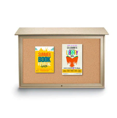 24x60 Outdoor Message Center TOP Hinged with Cork Board Wall Mounted - Eco-Friendly Recycled Plastic Enclosed Information Board