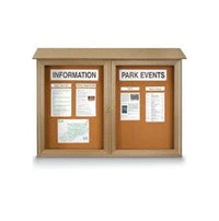 Outdoor Message Center Cork Board Two Doors | Recycled Faux Wood in Six Finishes | 10+ Sizes & Custom