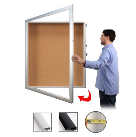 Large Shadow Box with Corkboard + Bold SUPER WIDE-FACE Metal Frame SwingFrame | 1" Deep Shadowbox Interior in 25+ Sizes & Custom