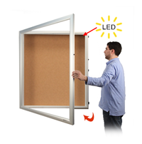 Large LED Lighted Shadow Box Display Case 3" Deep + Corkboard | with SwingFrame  SUPER WIDE-FACE Bold Metal Frame 25+ Sizes