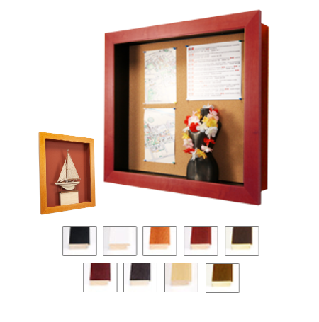 Open Wood Framed Shadow Boxes with Cork Board 4" Deep Interior