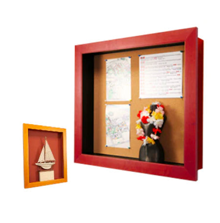 Open Wood Framed Shadow Boxes with Cork Board 3" Deep Interior