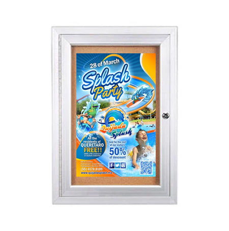 Outdoor Enclosed Bulletin Board Display Case 27 x 40 | Wall Metal Cabinet with Single Lockable Door for  Posters, Menus, Messages +