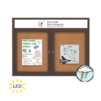 48 x 36 Enclosed Outdoor Bulletin Boards with Header & Lights 2 DOOR