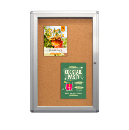 18 x 24 Indoor Enclosed Bulletin Board with Rounded Corners (Single Door)