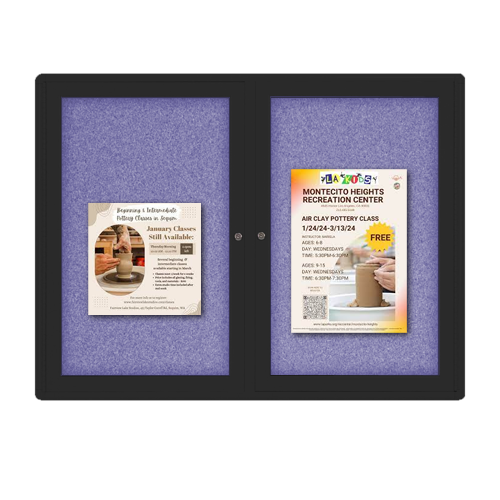 Indoor Enclosed Bulletin Boards 42 x 32 with Rounded Corners (2 DOORS)