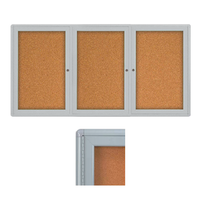 Indoor Enclosed Bulletin Boards 96 x 36 with Rounded Corners (3 DOORS)