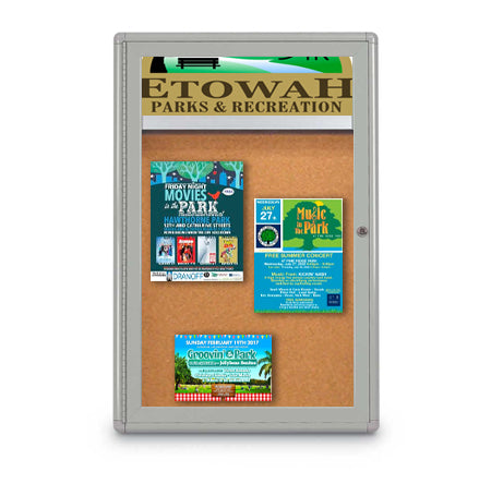 8.5 x 11 Indoor Enclosed Bulletin Board with Header (Rounded Corners)