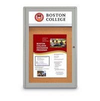 18 x 24 Overall Size Indoor Enclosed Bulletin Board with Header (Rounded Corners)