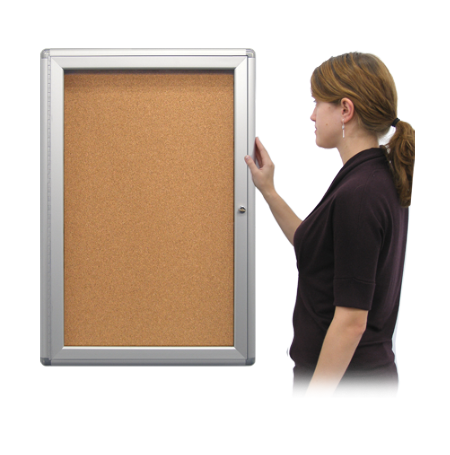 36 x 36 Indoor Enclosed Bulletin Board with Rounded Corners (Single Door)