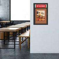 Indoor Enclosed Bulletin Boards 11 x 14 with Header (Radius Edge)