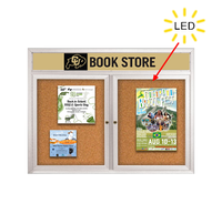 Enclosed Indoor Bulletin Boards 48 x 36 with Header & Lights (Radius Edge) (2 DOORS)