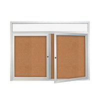 Enclosed Indoor Bulletin Boards Radius Edge w Header & Lights | Wall SwingCase Multiple Doors 2-3 Door Display Cases