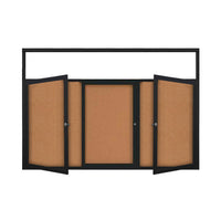 96 x 36 INDOOR Enclosed Bulletin Boards with Header & Lights (3 DOORS)