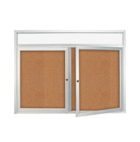 Enclosed Indoor Bulletin Boards 96 x 48 with Header & Lights (Radius Edge) (2 DOORS)