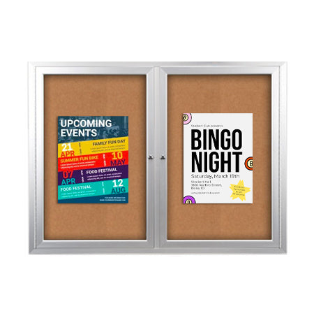 Enclosed Indoor Bulletin Boards 48 x 36 with Interior Lighting and Radius Edge (2 DOORS)